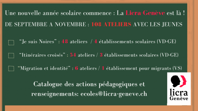 108 ateliers avec les jeunes de septembre à novembre